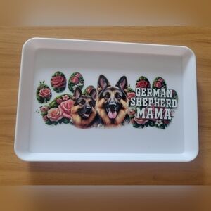 💀NEW 💀 Hand Crafted German Shepherd Floral Tray